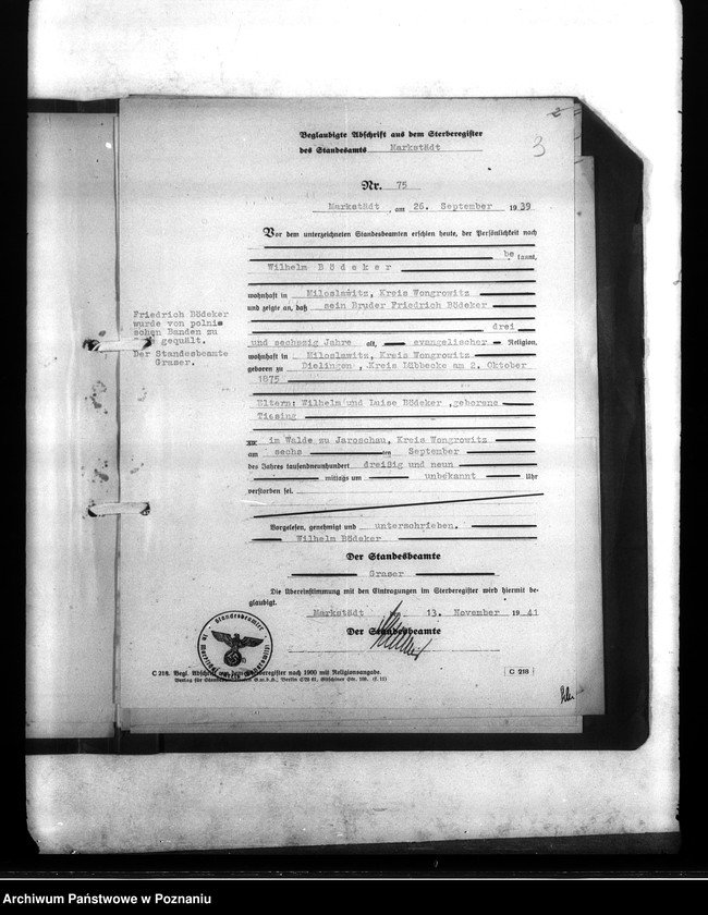 Obraz 7 z jednostki "Wykazy miejscowych Niemców, którzy zginęli w 1939 roku. Kreis Wongrowitz (Wągrowiec)"