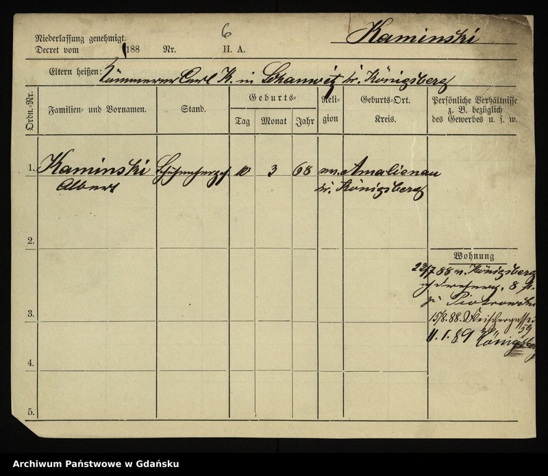 image.from.unit.number "Karty meldunkowe: Kaminski Adolf - Kaminski Hugo"