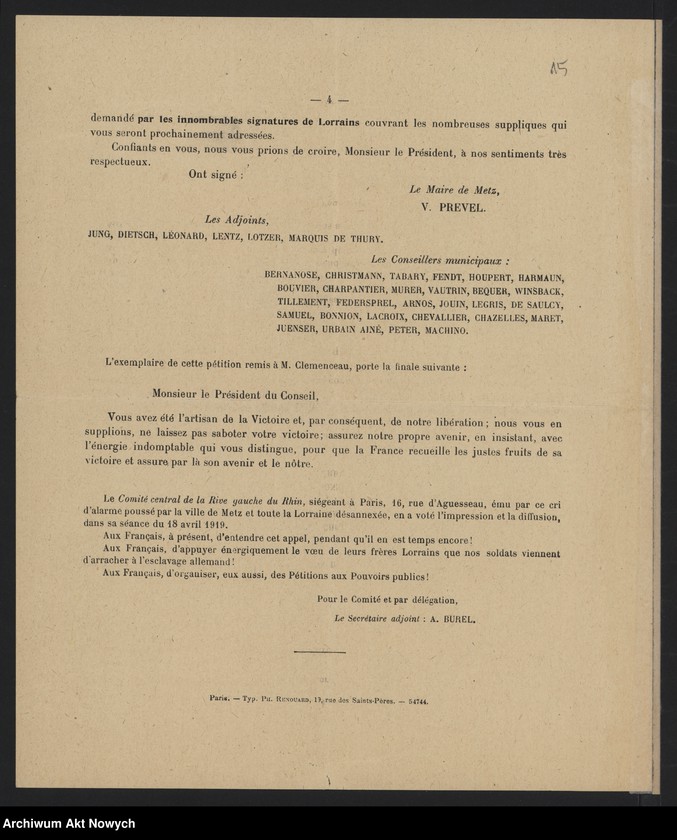 image.from.unit.number "Apele. Adresy organizacji społecznych do uczestników Konferencji Pokojowej, m.in. telegram kongresu P.S.L. "Piast" do Rady Najwyższej z okazji podpisania traktatu pokojowego"