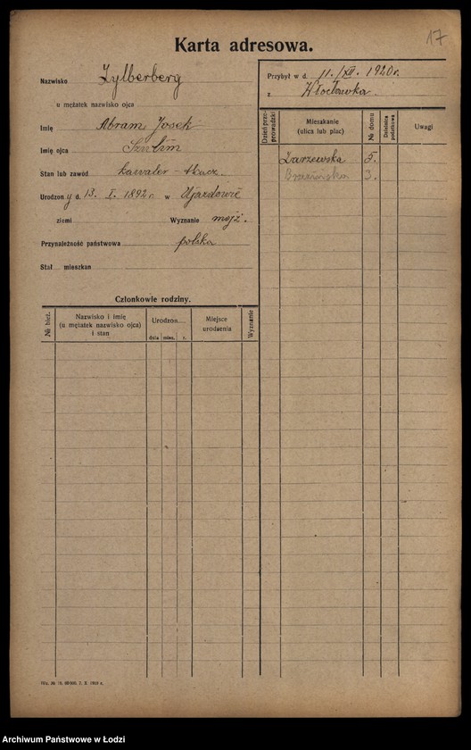 image.from.unit.number "[Spis ludności Łodzi] Zilberberg"