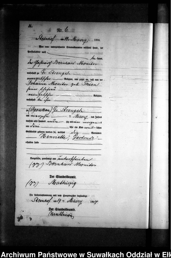 image.from.unit.number "Geburts-Neben-Register des Preussischen Standes-Amtes Gr. Strengeln Kreis Angerburg"