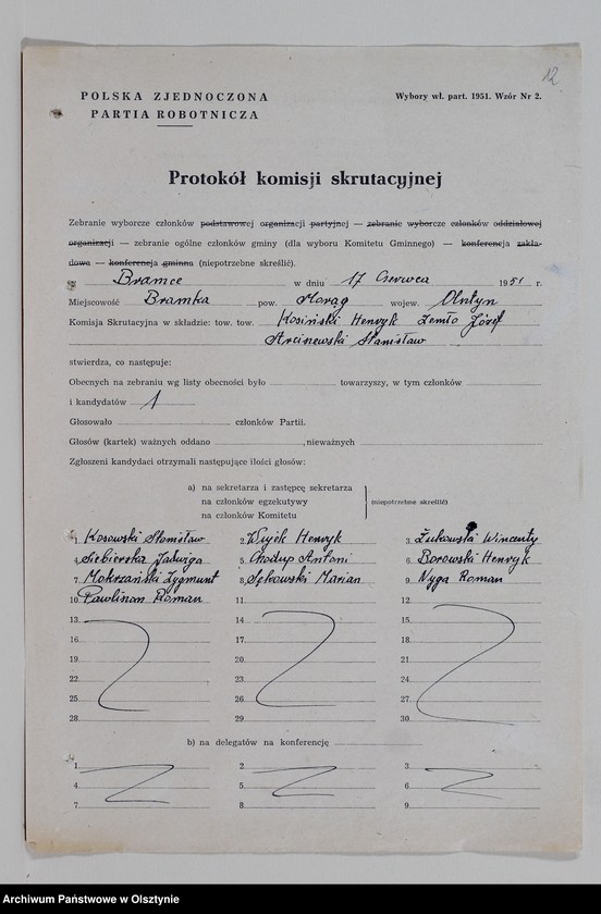 image.from.unit.number "Protokoły zebrań wyborczych /1950-1951/, posiedzeń plenarnych, egzekutywy, narad aktywu partyjnego, plany pracy, sprawozdania, ankiety sprawozdawcze /1949-1954/ Komitetu Gminnego PZPR"