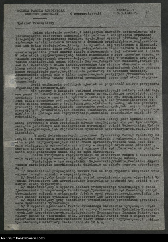 Obraz 9 z jednostki "Instrukcje [Wydziału Przemysłowego] Komitetu Centralnego Polskiej Partii Robotniczej"