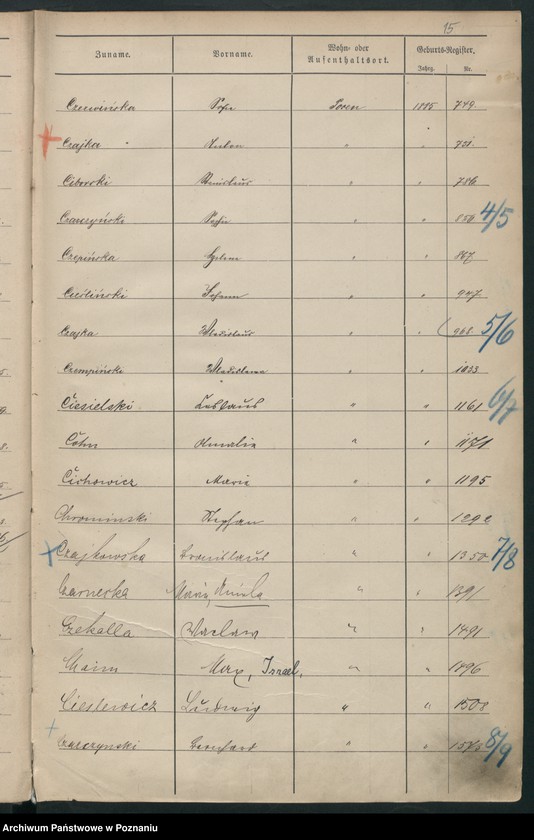 Obraz 18 z jednostki "Spis alfabetyczny urodzeń"