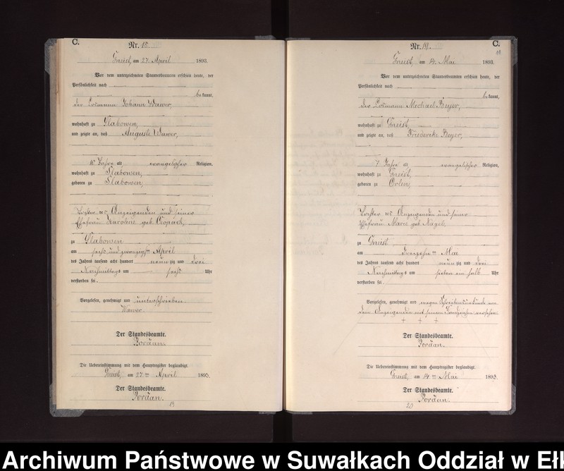 image.from.unit.number "Sterbe-Neben-Register des Königlichen Preussischen Standes-Amtes Gneist Kreis Loetzen"