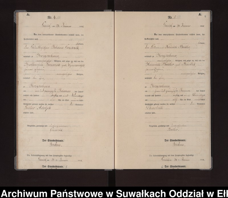 image.from.unit.number "Geburts-Neben-Register des Königlich Preussischen Standes-Amtes Gneist Kreis Loetzen"