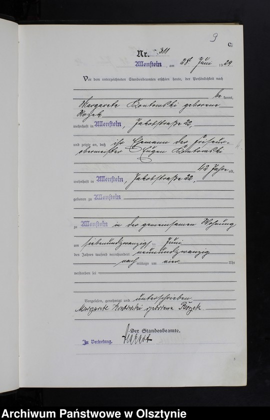 image.from.unit.number "Sterbe-Haupt-Register Tom II, Nr 304-567"