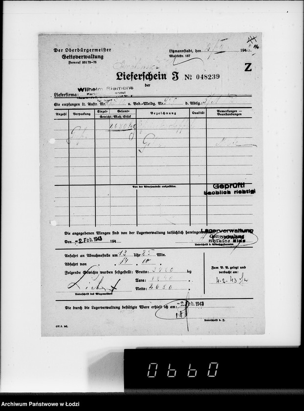 Obraz 20 z jednostki "Lebensmitteleinkauf. Aufträge, [Lieferscheinen und Rechnungen] 17593-17610 [Dostawa ziemniaków do Getta]"