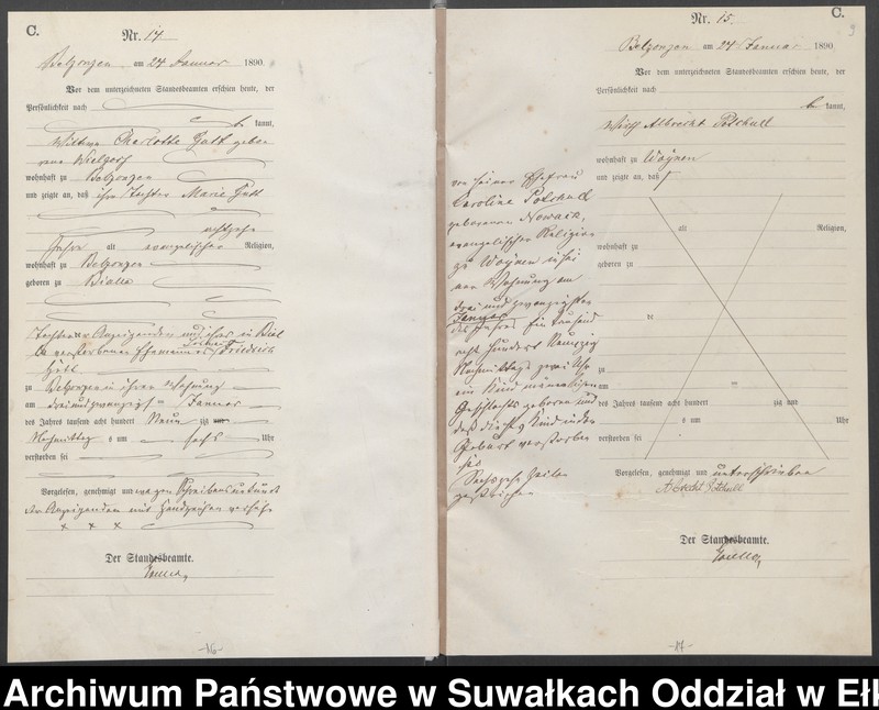 image.from.unit.number "Sterbe-Haupt-Register des Königlichen Preussischen Standes-Amtes Belzonzen Kreis Johannisburg"