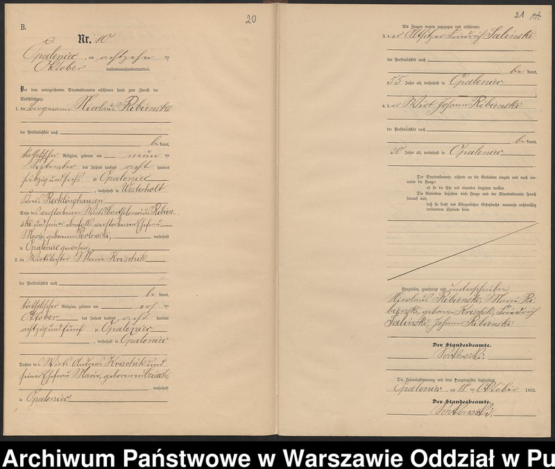 Obraz 14 z jednostki "Księga małżeństw parafii ewangelicko-augsburskiej w Opaleńcu"