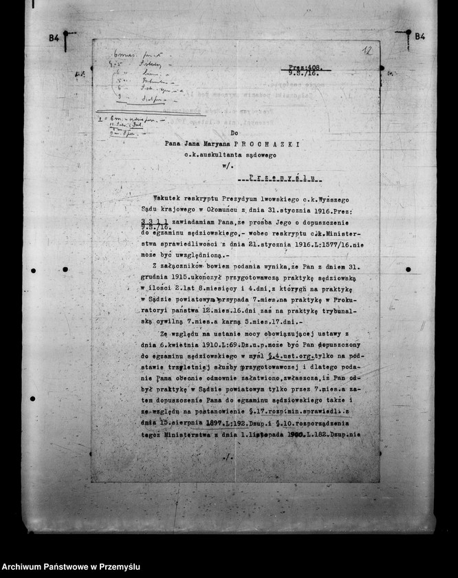 Obraz 11 z kolekcji "Jan Marian Prochazka - prezes Sądu Okręgowego w Przemyślu111"