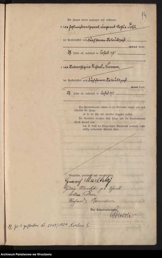 image.from.unit.number "Heiraths-Haupt-Register Breslau I 1900 Band 1"