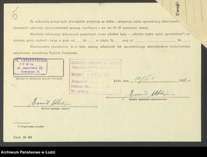 image.from.unit.number "Księga inwentarzowa nieruchomości m. Łodzi ul. Leszczynowa"