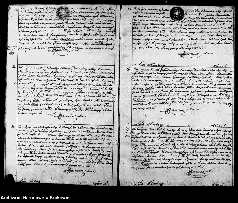 image.from.unit.number "Aktów Stanu Cywilnego Wpisy Zeyścia Osób Wyznania Moyżeszowego w Mieście Krakowie zmarłych obeymuiąca księga Isza na Rok 1847"