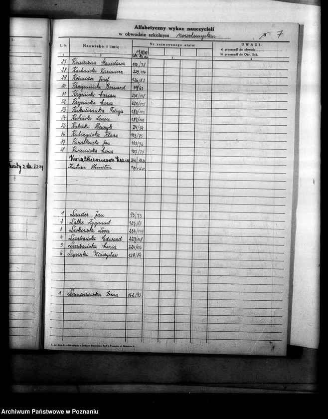 Obraz 12 z jednostki "Księga ewidencyjna szkół i etatów powiatu nowotomyskiego"