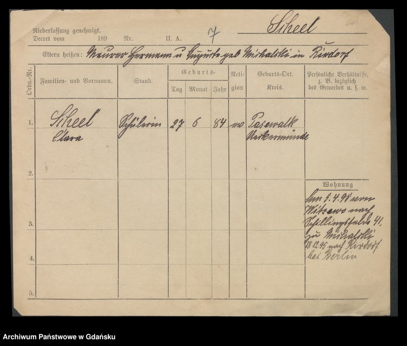 image.from.unit.number "Karty meldunkowe: Scheeffer - Scheibe"