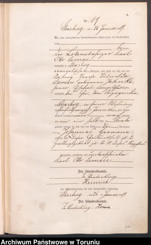 image.from.unit.number "Geburts Neben Register Starburg Stadt für das Jahr 1909"