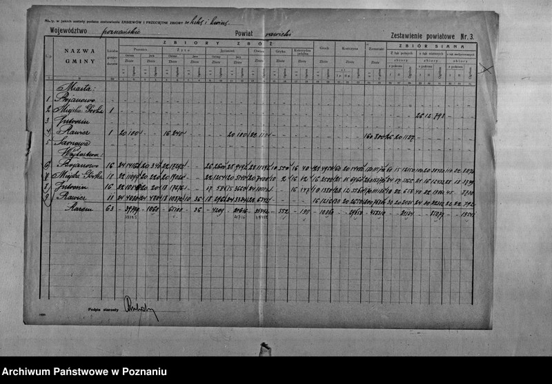 Obraz 10 z jednostki "/Statystyka produkcji rolnej - zestawienie powiatowe - Rawicz"