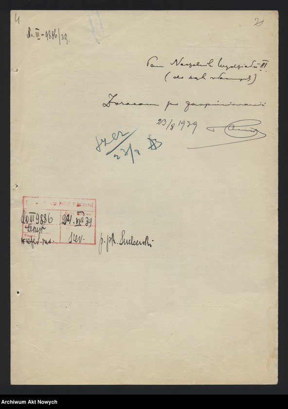 image.from.unit.number "Ewidencja szeregowych Policji Państwowej, zatrudnionych w pracy biurowej w Wydziale I Komendy Głównej Policji Państwowej. Wykazy."