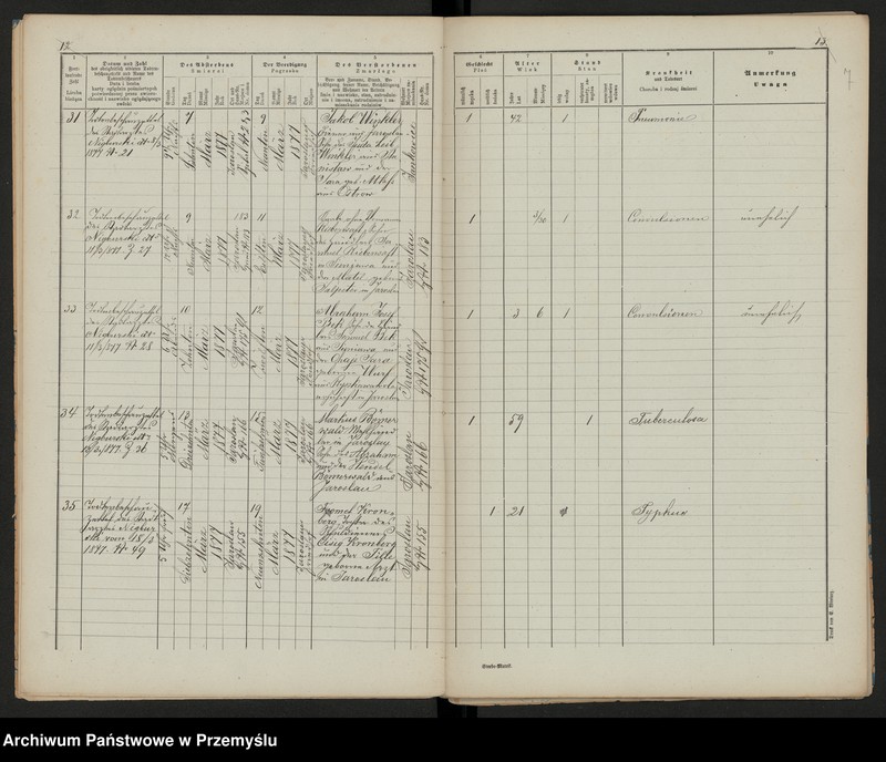 image.from.unit.number "Dupplicat vom Sterbesmatrik des Israelitischen Matriken-Bezirkes Jaroslau 1877"