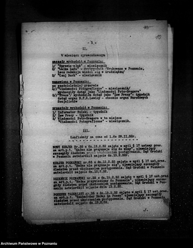 Obraz 15 z jednostki "Sprawozdanie prasowe za miesiące styczeń-kwiecień czerwiec- grudzień 1932 r."