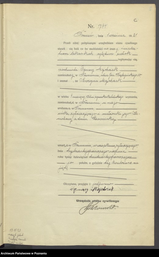 Obraz 7 z jednostki "Księga miejscowa zgonów tom IV [Rejestr główny zgonów]"