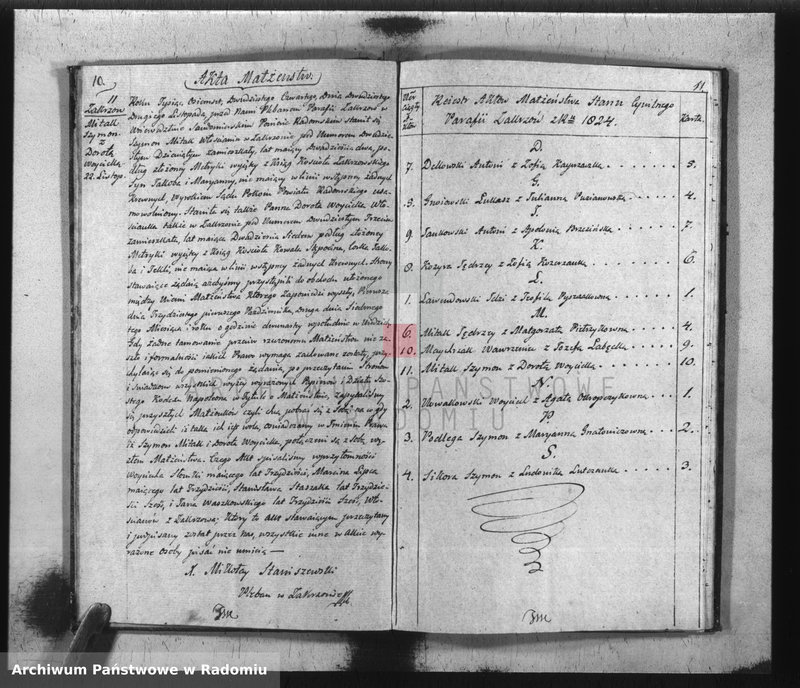 image.from.unit.number "Akta Stanu Cywilnego Parafii Zakrzów Urodzeń, Małżeństw, Zejścia na Rok 1824"