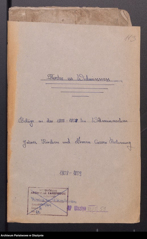 image.from.unit.number "Beläge zu der 1808-1809ten Widminnschen Jahres Kirchen und Armen Kassen Rechnung"