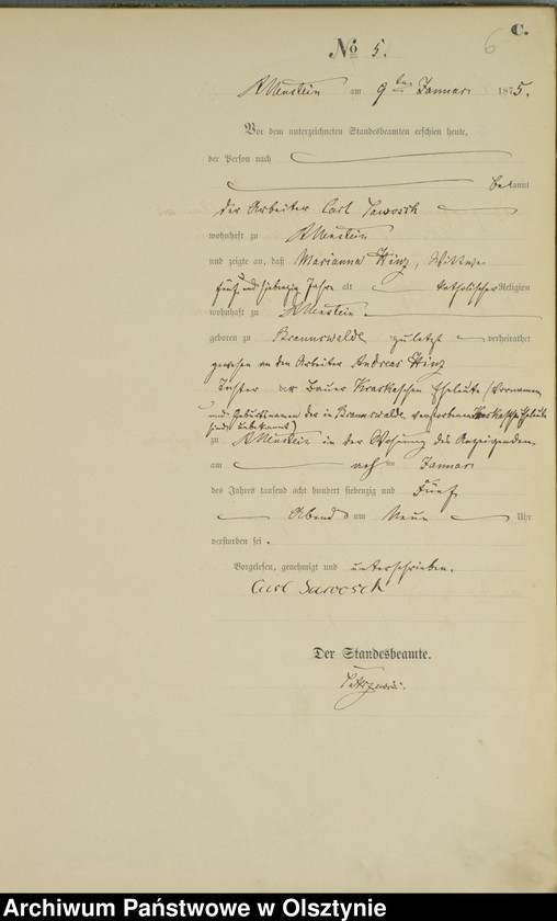 image.from.unit.number "Haupt-Sterbe-Register Nr 1 - 175"