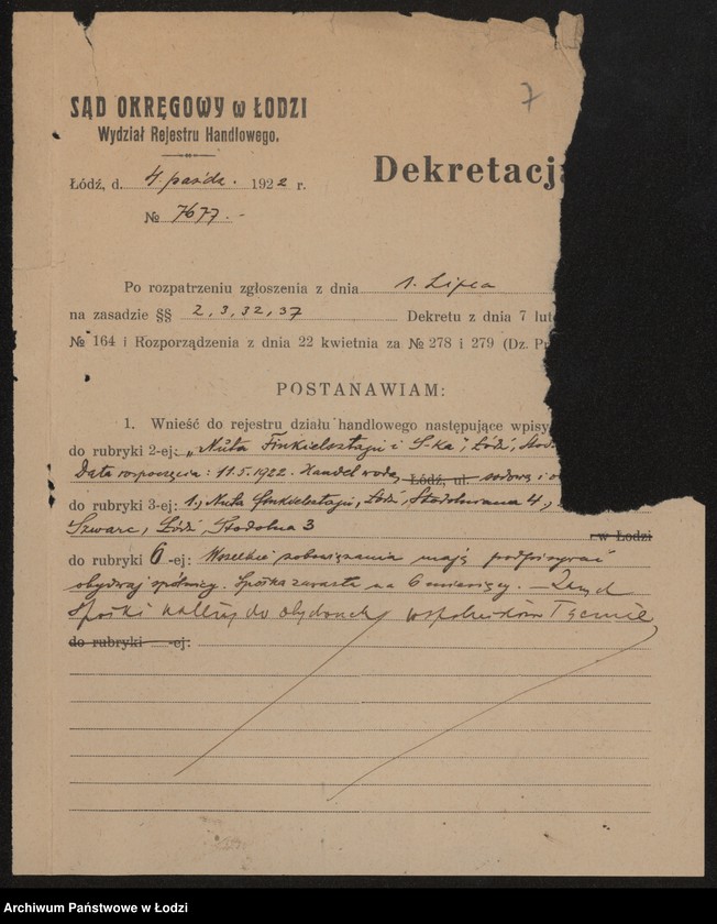 Obraz 10 z jednostki "Firma „Finkelsztein i S-ka – handel wodą sodową i owocami"