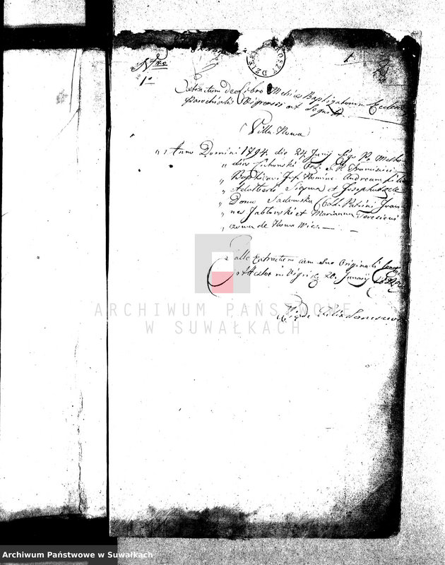 image.from.unit.number "Dowody służące do Akt Ślubnych Urzędnika Stanu Cywilnego Gminy Wigierskiey Od dnia 1 Stycznia 1822 r."