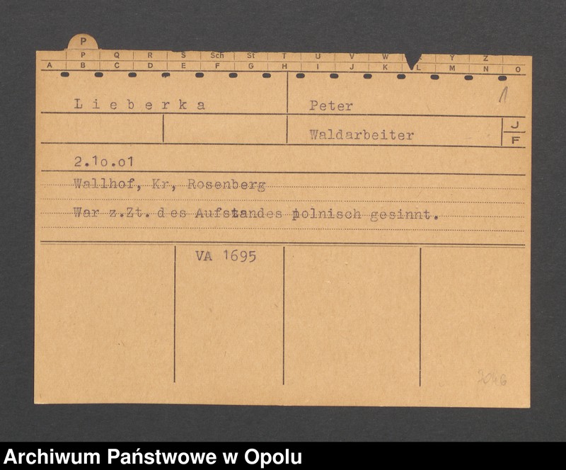 Obraz 3 z jednostki "[Lieberka Peter, ur. 2.10.1901 r., zam. Wallhof]"