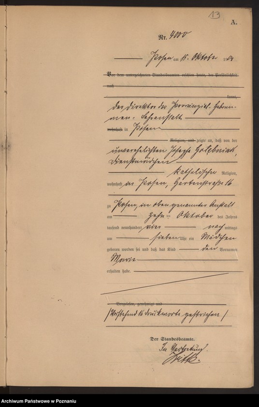 Obraz 14 z jednostki "Księga miejscowa urodzeń tom VIII"