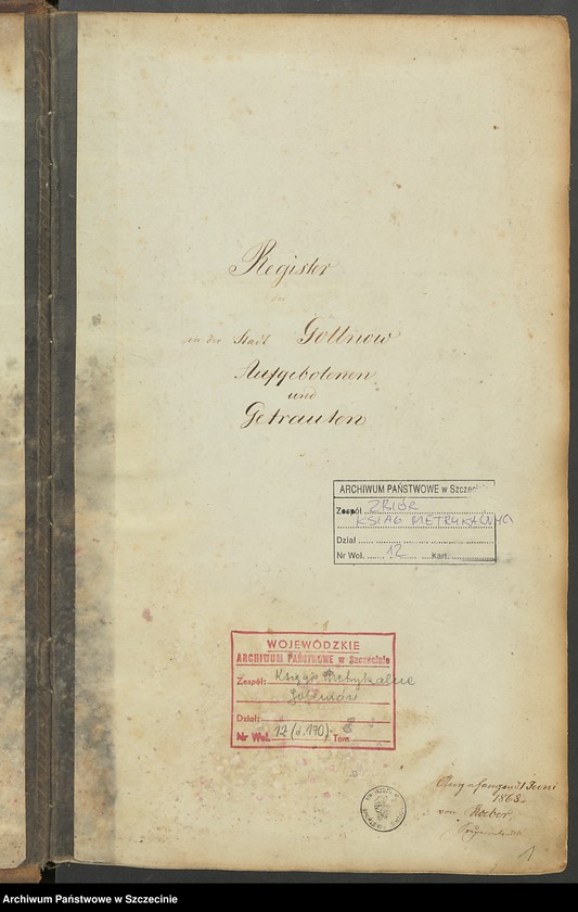 image.from.unit.number "Register der in der Stadt Gollnow Aufgebotenen und Getrauten."