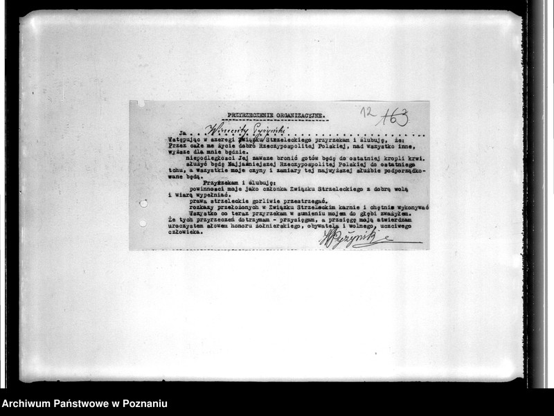 image.from.unit.number "Przyrzeczenia organizacyjne, spisy strzelców i inne pisma o charakterze personalnym Komendy Powiatowej w Koninie"