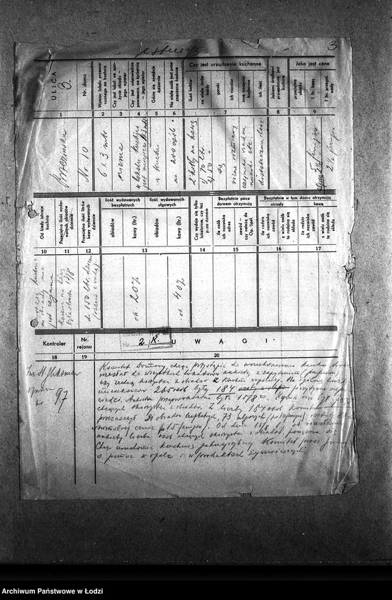 Obraz 6 z jednostki "[Kuchnia, ul. Brzezińska 10. Działalność kuchni, personel, konsumenci, kontrole]"