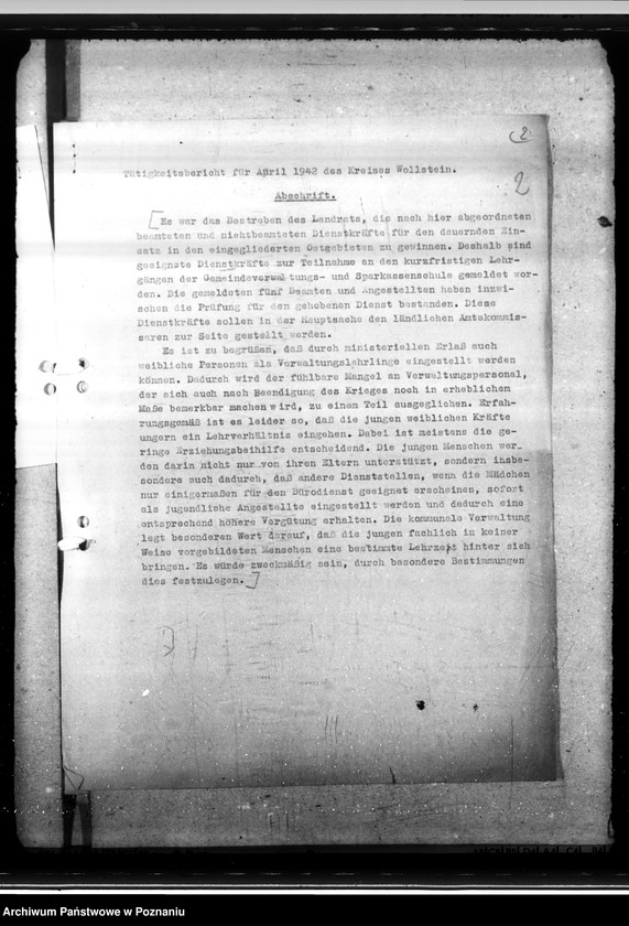 Obraz 7 z jednostki "Gewinnung von Dienstkräften für den dauernden Einsatz - Kreis Wollstein (Wolsztyn)"