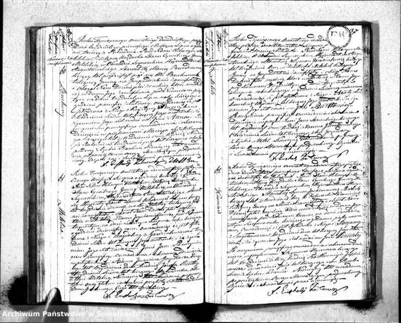 Obraz 20 z jednostki "Księga Aktów Urodzenia Urzędnika Stanu Cywilnego Gminy Metelskiey Pttu Seyneńskiego Wttwa Augustowskiego Od dnia 1- go Stycznia Tysiąc Osimset dwudziestego piątego roku 1825"