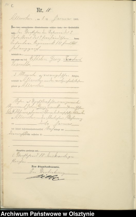 image.from.unit.number "Sterbe-Haupt-Register Tom I, Nr 1 - 425"