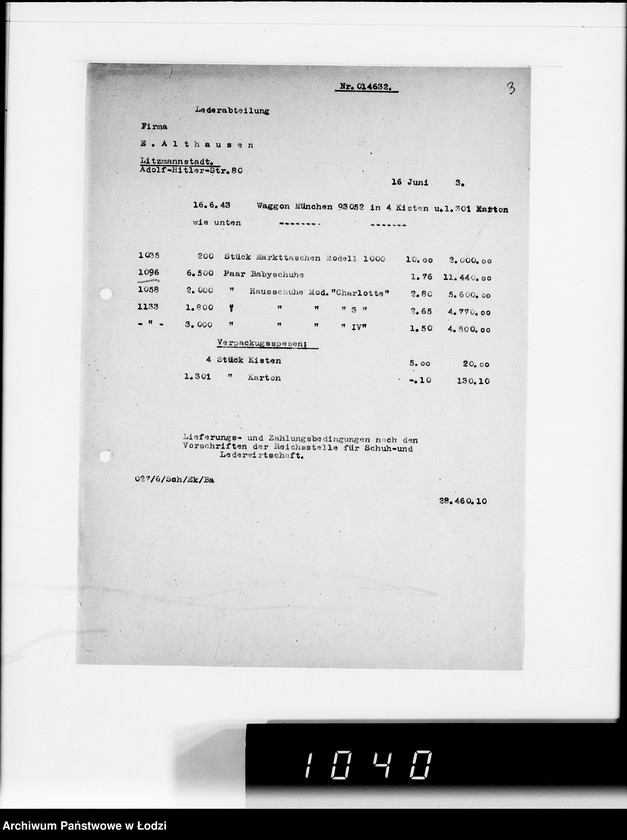 Obraz 7 z jednostki "Auftrag Nr 1096 100.000 Paar Baby-Hausschuhe"