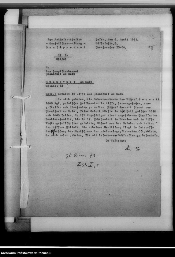 Obraz 20 z jednostki "[Korespondencja w sprawie wydawnictwa pod tytułem: Zeitschrift für ostdeutsche Sippenforschung]"