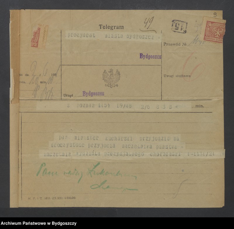 image.from.unit.number "Przyjęcie Naczelnika Państwa [Józefa Piłsudskiego] w Bydgoszczy [w dniach 6. i 7.06.1923 roku]"