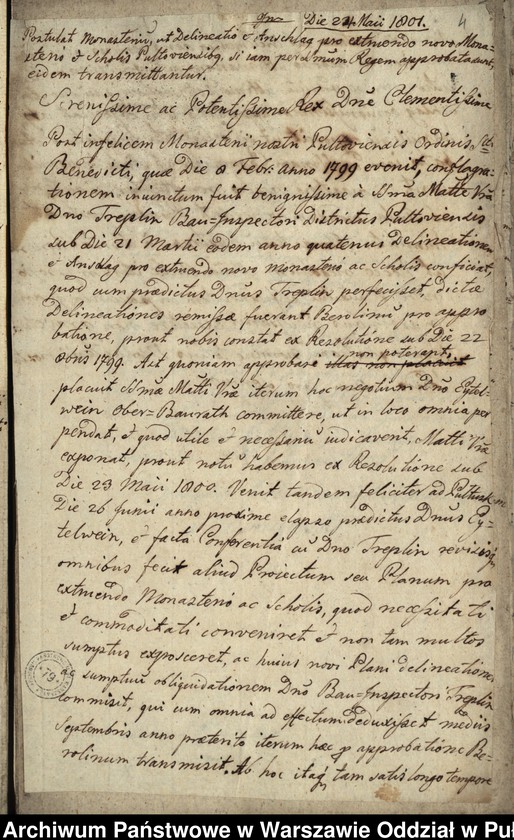 image.from.unit.number "Kopie i bruliony pism do władz pruskich w sprawie budowy nowego klasztoru w Pułtusku"