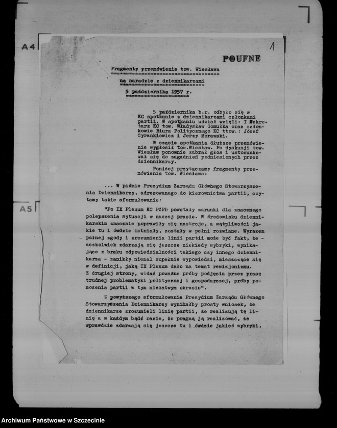 image.from.unit.number "Fragmenty przemówienia Władysława Gomułki na naradzie z dziennikarzami"