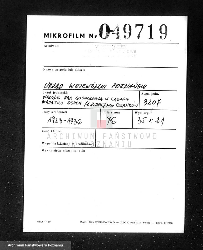 Obraz 2 z jednostki "Nadzór nad gospodarką w lasach majątku Osuch /Z. Busse/ w powiecie czarnkowskim"