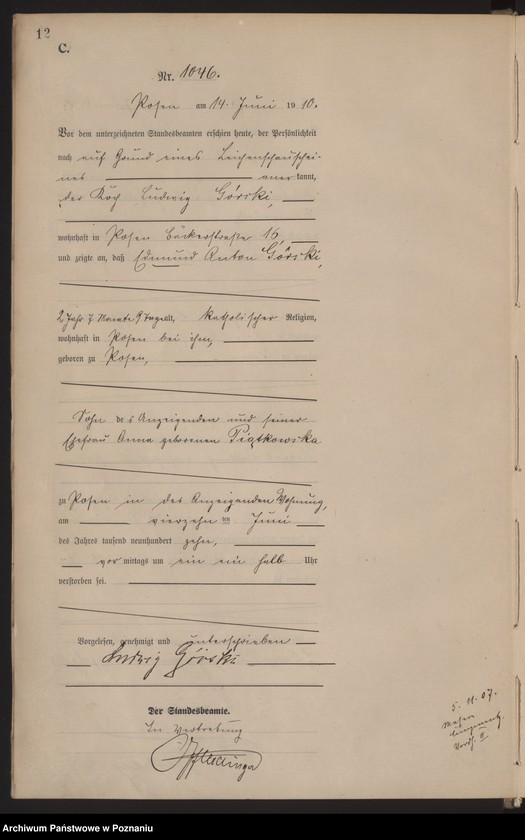 Obraz 13 z jednostki "Księga miejscowa zgonów tom III [Rejestr główny zgonów]"