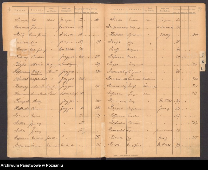 Obraz 20 z jednostki "Spis alfabetyczny urodzeń, zgonów, małżeństw"