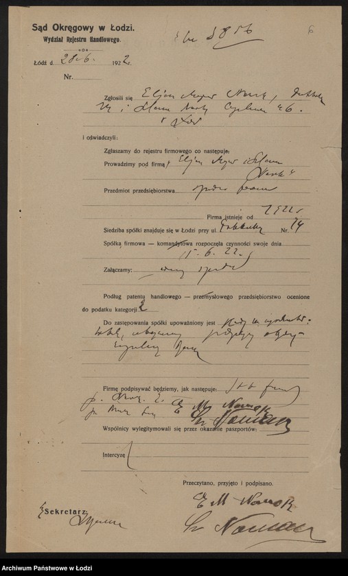 Obraz 8 z jednostki "Eljasz i Majer Nowak- wyrób i sprzedaż towarów włóknistych"