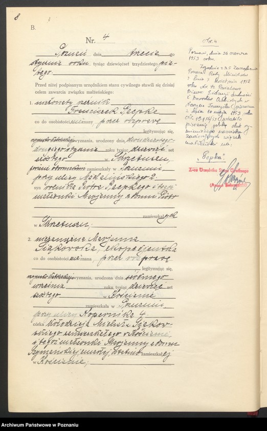 Obraz 9 z jednostki "Księga miejscowa małżeństw tom I [Rejestr główny małżeństw]"