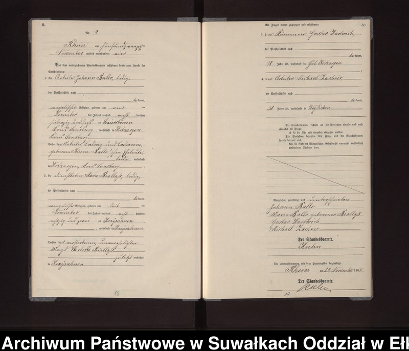 image.from.unit.number "Heirats-Neben-Register des Königlichen Preussischen Standes-Amtes Gneist Kreis Loetzen"